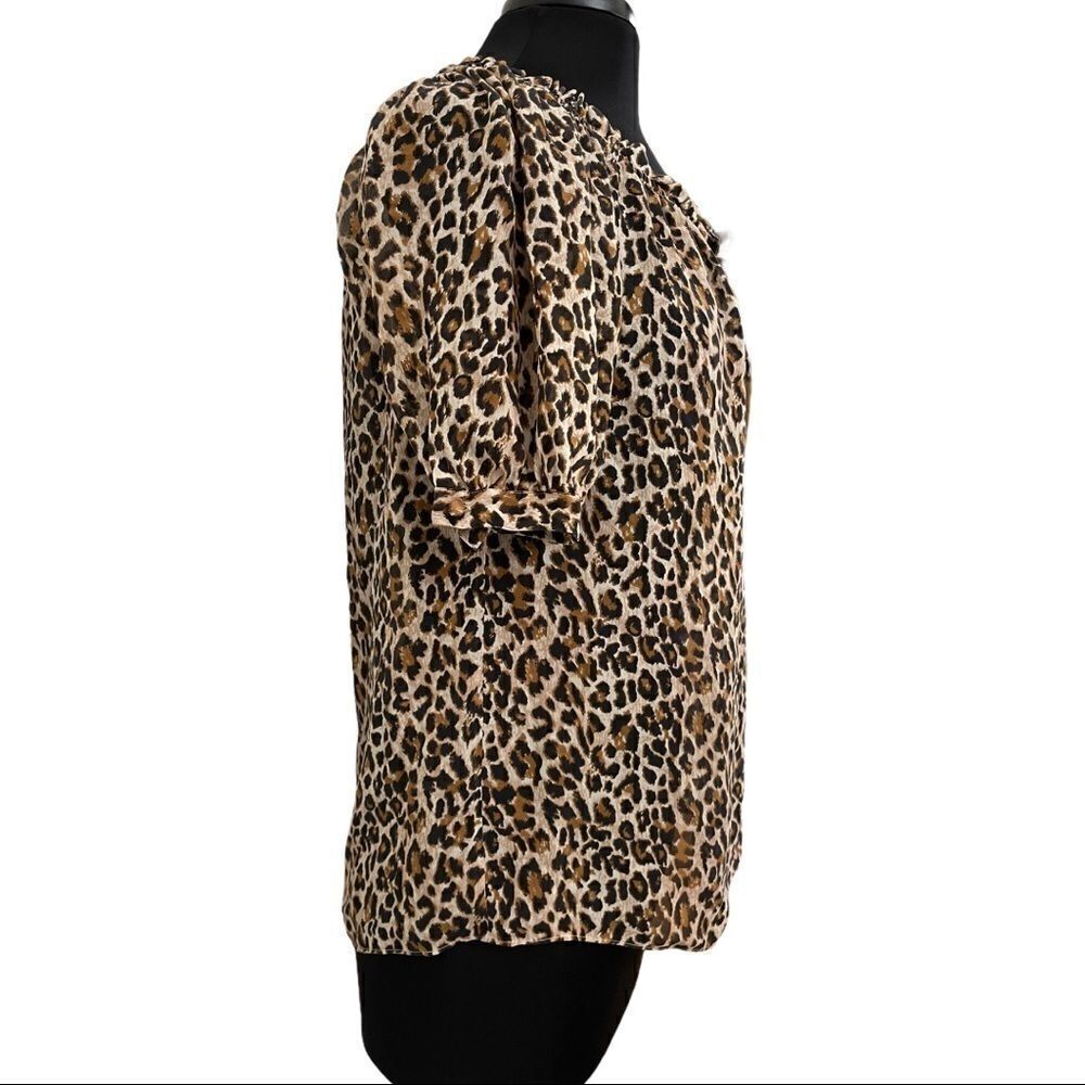 VS Moda International Silk Leopard Print Boho Sheer Top Sz M - Picture 5 of 12